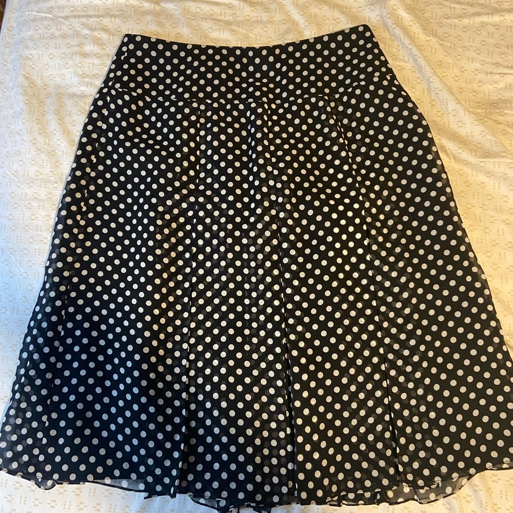 Rickie Freeman for Teri Jon Silk Polka Dot Skirt